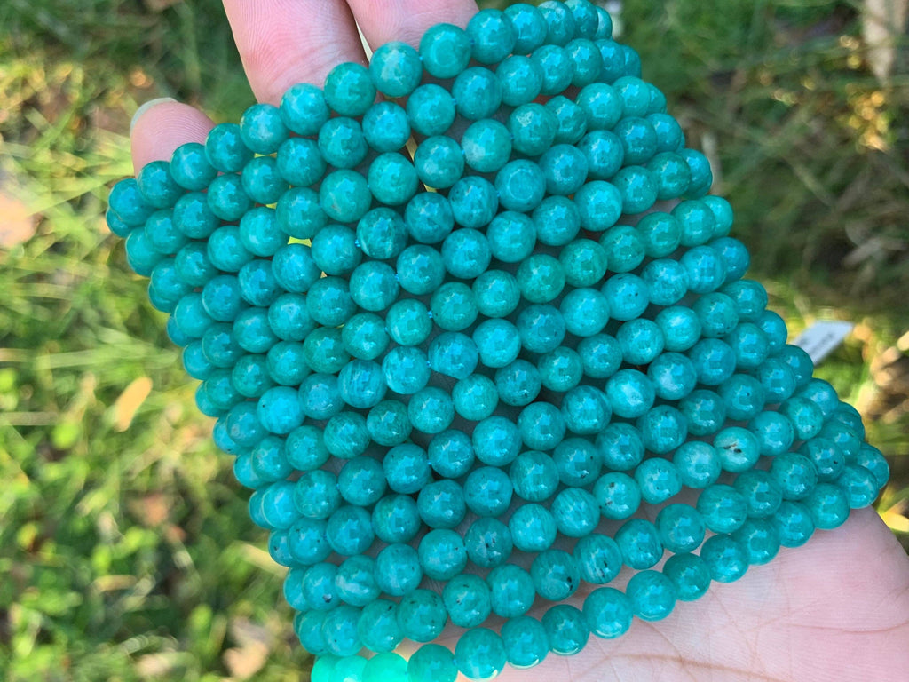 High Quality Genuine Green Blue Russian Amazonite Round Smooth Beads, 5mm/6mm/7mm/9mm Natural Amazonite Beads, 15.5'' Full Strand, SKU#U1202
