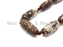 Load image into Gallery viewer, 1pc/11pc Natural Tibetan Agate Barrel Spacer Beads, Brown White Dzi Spacer Beads, Tibetan Dzi Beads, 11x25mm, sku#U868
