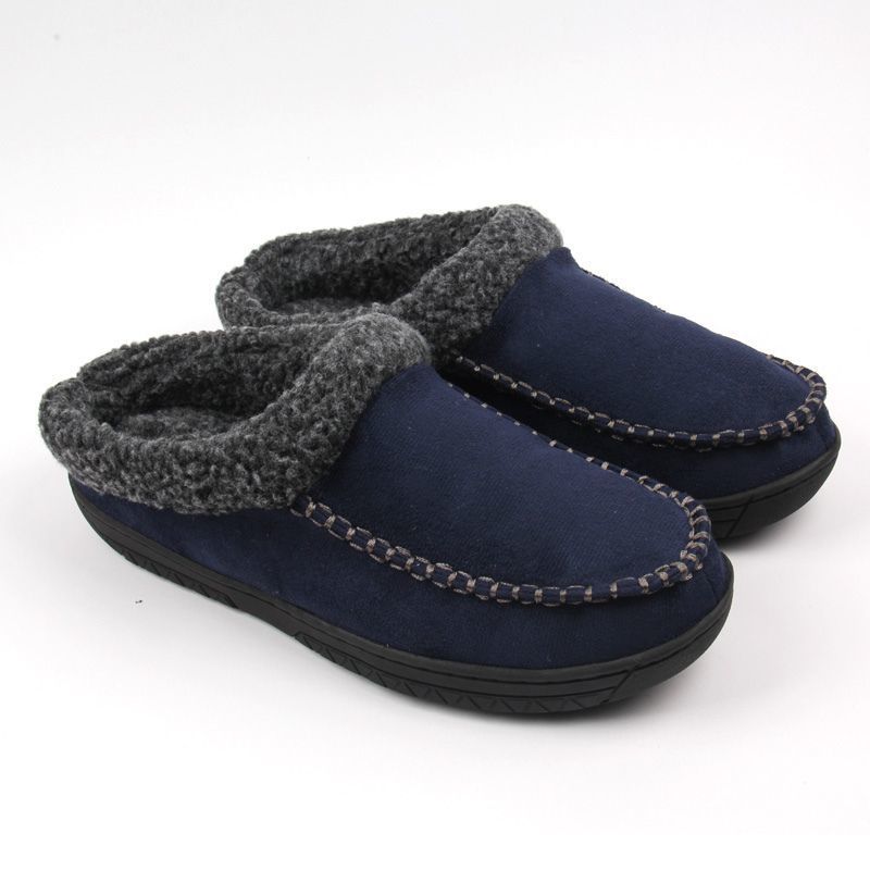 Men's Cotton Slippers Winter Indoor Outdoor Warm Fleece Lined House Shoes
