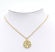 Load image into Gallery viewer, CZ Sunflower On Round Coin Charm, Sku#L647