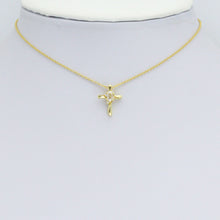 Load image into Gallery viewer, Gold Cross with Oval Crystal Center Charm Pendant, Sku#LK1180