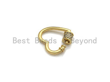 Load image into Gallery viewer, Clear CZ Micro pave Heart Shape Clasp, CZ Pave Heart Clasp,