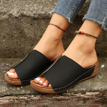 Load image into Gallery viewer, Wedge Sandals - Peep Toe Platform Slides