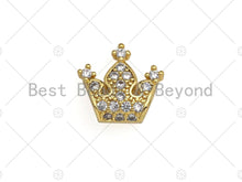 Load image into Gallery viewer, CZ Micro Pave Gold Spacer Crown Beads, Gold Crown Charm,  Crown Beads, Jewelry Findings, 15mm, sku#LK45