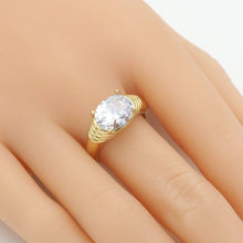 Load image into Gallery viewer, Gold Oval Big CZ Adjustable Ring, Sku#B371
