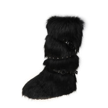 Load image into Gallery viewer, Women's Fur-Lined Mid-Calf Snow Boots | Cross-Strap Buckle | Slip-On Winter Boots
