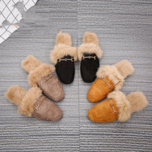 Load image into Gallery viewer, Women's Velvet Flat Slippers | Faux Fur Suede Round Toe Indoor Outdoor Slides