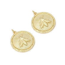 Load image into Gallery viewer, CZ Gold Insect Round Coin Charm, Sku#LK790