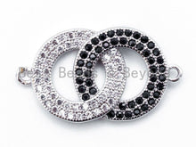 Load image into Gallery viewer, CZ Micro Pave Dual Color Double Ring Connector,CZ/Micro Pave