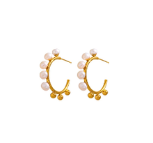 Load image into Gallery viewer, Pearl Hoop Earrings, LX196