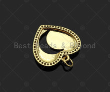 Load image into Gallery viewer, Gold Filled CZ Micro Pave Hollow Out Cresent Moon On Heart Shape Pendant ,18K Gold Filled Charm, Necklace Bracelet Pendant,21x20mm,Sku#LD102