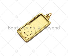 Load image into Gallery viewer, CZ Micro Pave Butterfly Moon Five Point Star North Star On Rectangle Pendant,CZ Medallion Charm, Necklace Bracelet Charm,12x28mm, Sku#LK278