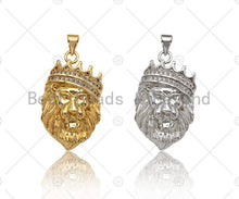 Load image into Gallery viewer, CZ Micro Pave Lion Head With Crown Shape Pendant/Charm,Cubic Zirconia Charm, Necklace Bracelet Charm Pendant, 18x29mm, sku#L419