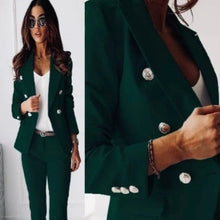 Load image into Gallery viewer, Double-Breasted Lapel Blazer &amp; Zip-Up Trousers Suit