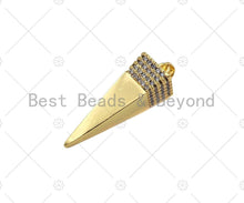 Load image into Gallery viewer, CZ Micro Pave 3D Pyramid Shape Pendant/Charm,18K Dainty Gold Charm, Necklace Bracelet Charm Pendant,10x33mm,Sku#LK301