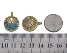 Load image into Gallery viewer, Turquoise Mop CZ Five Point Star On Round Charm, Sku#L691
