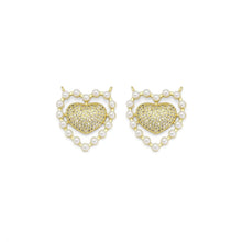 Load image into Gallery viewer, Gold CZ Pearl Edge Heart Pendant, Sku#LK883
