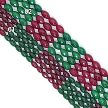 Load image into Gallery viewer, Red Green Jade Rice Faceted Beads, Sku#U2168