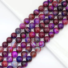 Load image into Gallery viewer, 14mm Purple Blue Red Banded Agate Round Beads, Sku#U1793