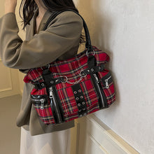 Load image into Gallery viewer, Women's Plaid Crossbody Bag with Rivet Details