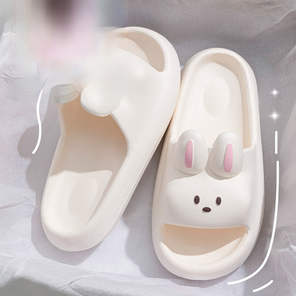 Women's Non-Slip Indoor Slippers - Soft Cushioned EVA Bathroom Slippers with Cute Rabbit Design