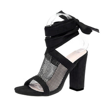 Load image into Gallery viewer, Women's Lace-Up Bandage Sandals | Open-Toe Flock High Heel Sandals