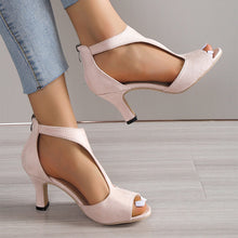 Load image into Gallery viewer, Women's Peep-Toe Platform Sandals | Back Zipper Open-Toe Heels