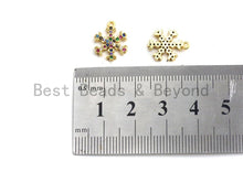 Load image into Gallery viewer, Multi Color CZ Micro Pave Snowflake Charm,Snowflake Shaped Pave Pendant, Gold plated, 14x11mm, Sku#B107