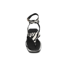 Load image into Gallery viewer, Women's Zebra Print Flat Sandals | Handmade Calf Hair Leather Thong Ankle Strap