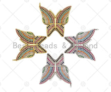 Load image into Gallery viewer, Colorful CZ Micro Pave Butterfly Shape Pendant, Cubic Zirconia Butterfly Pendant, Gold Tone Pendant, 26x28mm, sku#LK181