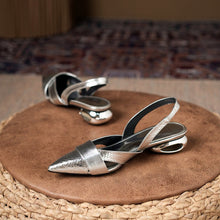 Load image into Gallery viewer, Women's Patent Leather Cutout High-Heel Sandals - Pointed Toe Slip-On Heels