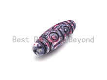 Load image into Gallery viewer, Colorful Engraved Long Oval Tibetan Spacer Beads, Multicolor