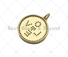 Load image into Gallery viewer, Multicolor CZ Micro Pave Love On Round Coin Pendant/Charm,Cubic Zirconia Paved Love Charm, Necklace Bracelet Charm Pendant,21x22mm, sku#L338