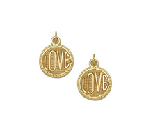 Load image into Gallery viewer, Gold Love Word On Round Coin Charm, Sku#FH203