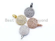 Load image into Gallery viewer, CZ Clear Micro Pave Coin Charm, Round Disc Pave Charm, Gold/Rose Gold/Silver/Gunmetal Pave Dangle Charms,10mm/8mm/6mm, Sku#F125