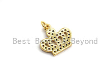 Load image into Gallery viewer, CZ Colorful Micro Pave Crown Pendant, Crown Shaped Pave Pendant, Gold plated, 15x13mm, Sku#F752