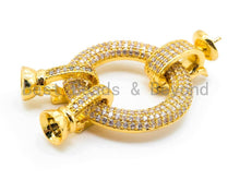 Load image into Gallery viewer, CZ Micro Pave Donut Clasp Buckle Interlock, CZ Micro Pave Interlocking Clasp Fastener, Leather Jewelry supplies, 48x29mm, sku#L157