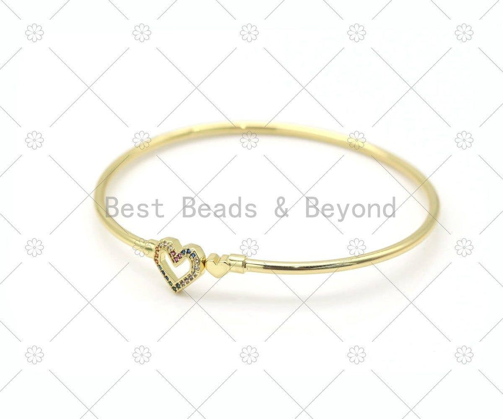 CZ Heart Open Cuff Bracelet, Sku#LK516