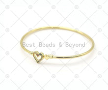 Load image into Gallery viewer, CZ Heart Open Cuff Bracelet, Sku#LK516