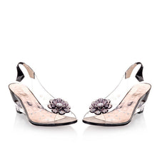 Load image into Gallery viewer, Women's Transparent Crystal Peep Toe High Heels - Summer Clear Sandals