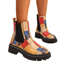 Load image into Gallery viewer, Women's Color Block Mid-Calf Boots - High Heel Slip-On Shaft Boots