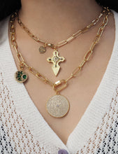 Load image into Gallery viewer, Paperclip chain necklace with star, heart, round disc pendant, sku#CL13