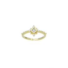 Load image into Gallery viewer, Clear Rhombus CZ Diamond Shaple Gold Adjustable Ring, Sku#LD579c