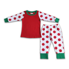 Load image into Gallery viewer, Polka dots red cotton girls Christmas sleep wear