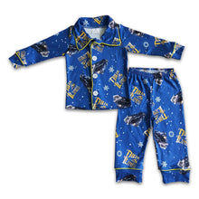Load image into Gallery viewer, Blue train long sleeve boy pajamas