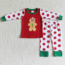 Load image into Gallery viewer, Gingerbread embroidery girls cotton Christmas pajamas