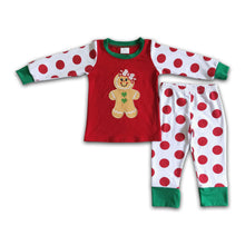 Load image into Gallery viewer, Gingerbread embroidery girls cotton Christmas pajamas