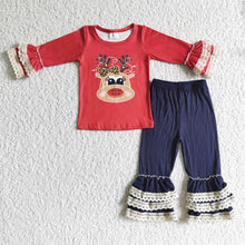 Load image into Gallery viewer, Knit cotton denim pants girls Christmas clothing sets