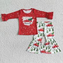 Load image into Gallery viewer, Farm fresh truck bleached shirt girls Christmas clothing set