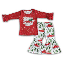 Load image into Gallery viewer, Farm fresh truck bleached shirt girls Christmas clothing set